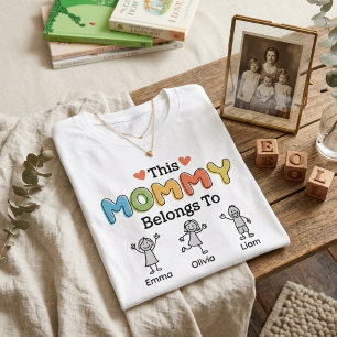 Diese Mutti gehört zu bunter Kinder Namen Stil T-Shirt