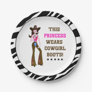 Diese Prinzessin trägt Cowgirl Stiefel! Pappteller