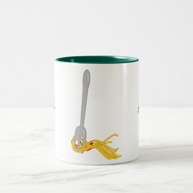 Diese Spaghetti-Pasta-Grafik anpassen Zweifarbige Tasse (Mittel)