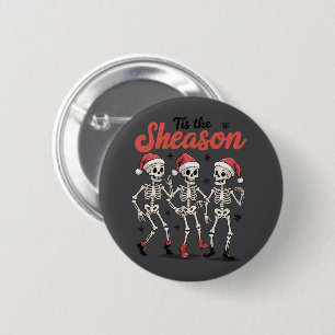 Diese Weihnachtszeit tanzendes Skelett Familie  Button