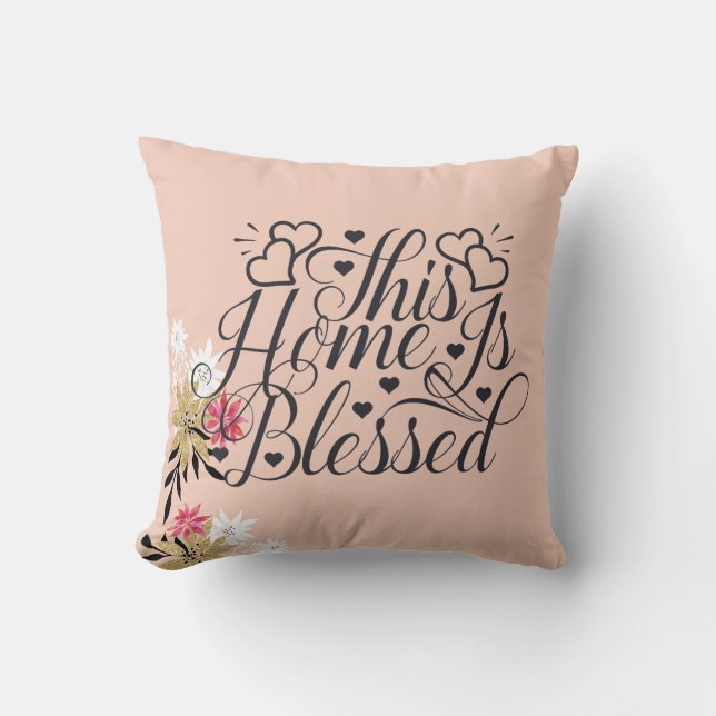 Diese Zuhause ist gesegnet | Floral Kissen (Vorderseite)
