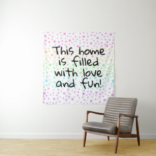 Diese Zuhause ist mit Liebe & Fun Tapestry gefüllt Wandteppich