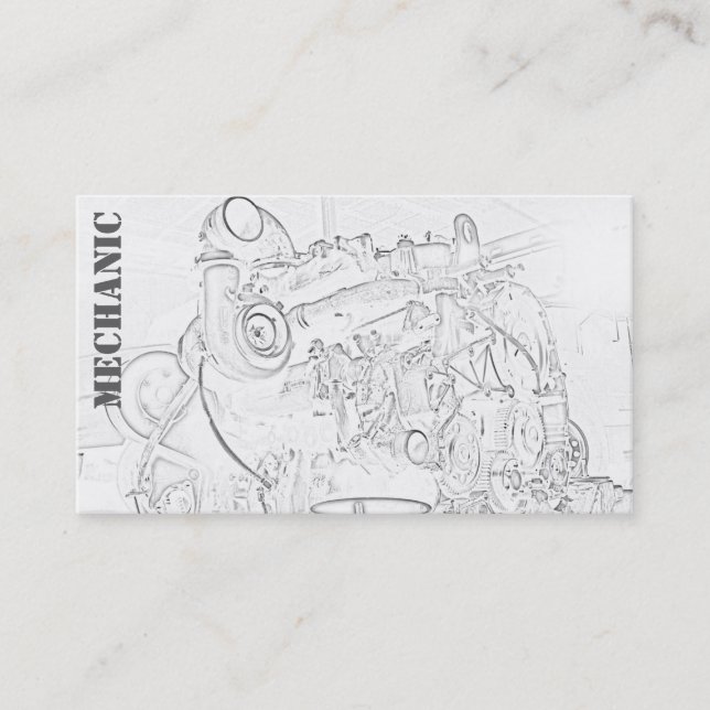 Diesel Engine Square Mechanic Business Card White Visitenkarte (Vorderseite)