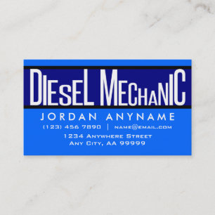 Diesel Mécanicien Funky Texte bleu Carte de visite