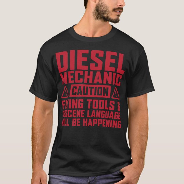 Diesel Mechanic Fying Tools Funny T-Shirt (Vorderseite)