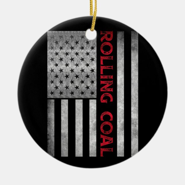 Diesel Rolling Coal Flag Hoodie Truck Turbo Brothe Keramik Ornament (Vorne)