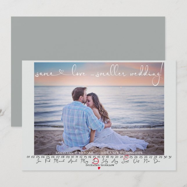 Dieselbe Liebe Kleinere Hochzeiten speichern Sie d Save The Date (Vorne/Hinten)