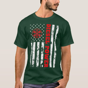 Dieselkraftstoff Amerikanische Flagge Dünne rote L T-Shirt
