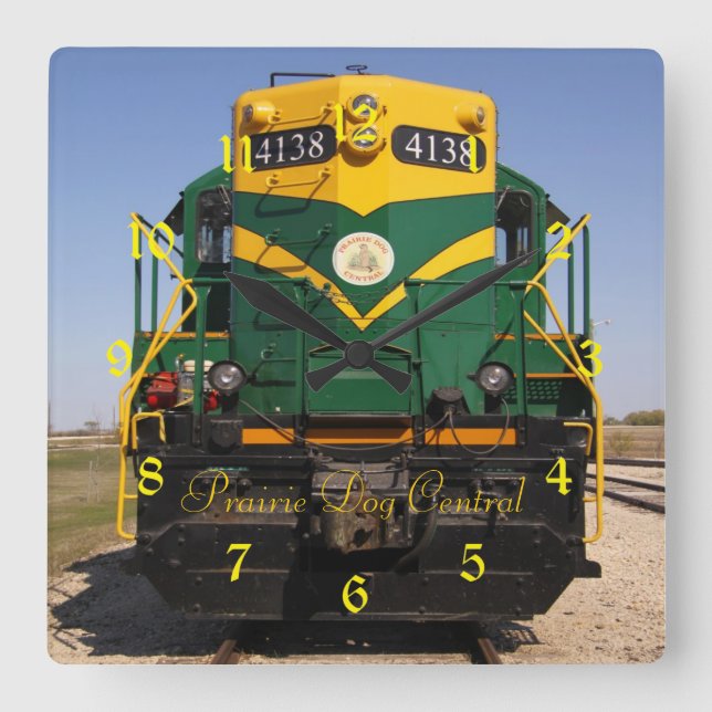 Diesellokomotive Nr. 4138 Square Clock Quadratische Wanduhr (Vorderseite)