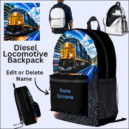 Diesellokomotive-Zug auf Schwarz hinzufügen Bedruckter Rucksack