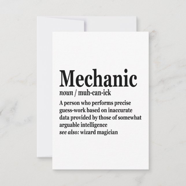 Dieselmechaniker-Definition-Funny-Reparateur Vater Dankeskarte (Vorderseite)