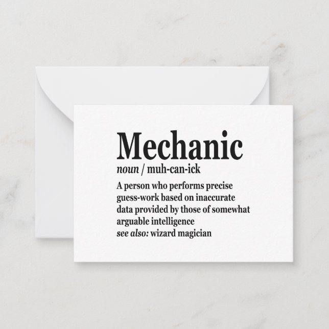Dieselmechaniker-Definition-Funny-Reparateur Vater Mitteilungskarte (Vorderseite)