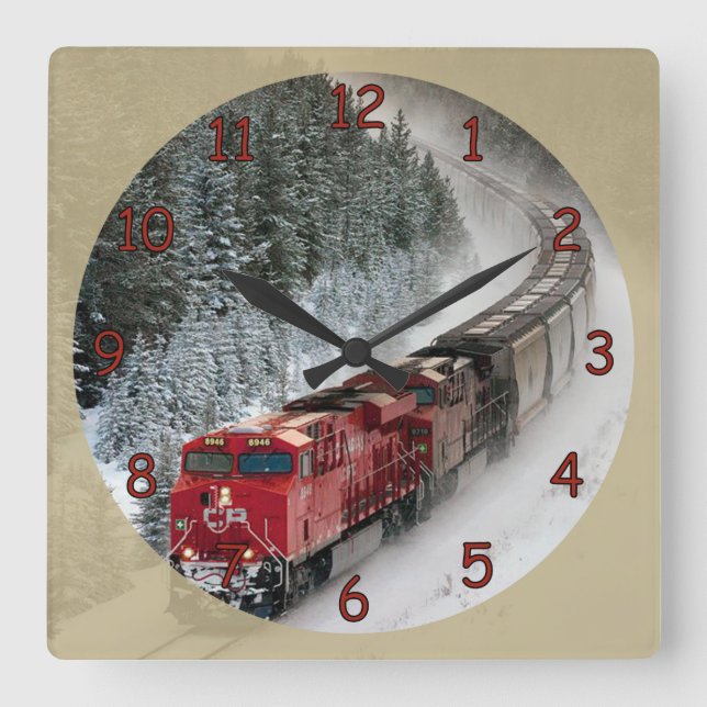 Dieselzug für den klassischen Motor Quadratische Wanduhr (Vorderseite)