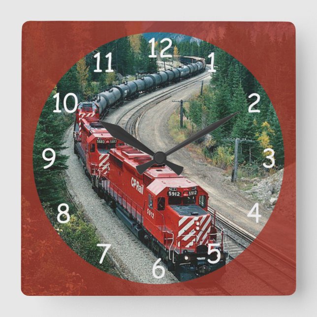 Dieselzug für den klassischen Motor Quadratische Wanduhr (Vorderseite)