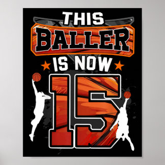 Dieser Baller Ist 15 Basball Kinder Jungen 15. Geb Poster