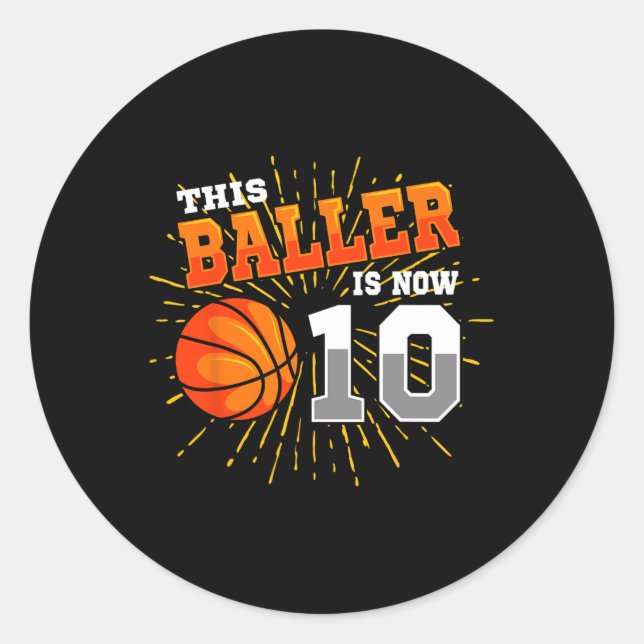 Dieser Baller ist jetzt 10 Basketball 10. Geburtst Runder Aufkleber (Vorderseite)