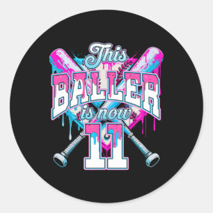 Dieser Baller ist jetzt 11 Eiscreme Baseball Tropf Runder Aufkleber
