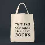 Dieser Beutel enthält die besten Bücher Tragetasche<br><div class="desc">Zeige anderen Nerds und allen anderen,  die diese Tasche sehen,  dass du etwas ganz phantastisches in deinem Besitz hast - die besten Bücher,  die eine Bibliothekskarte oder Brieftasche kaufen kann!</div>