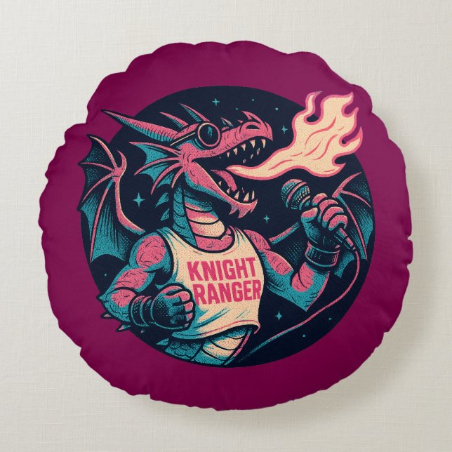 Dieser Drache spaltet Feuer Rundes Kissen (Vorderseite)