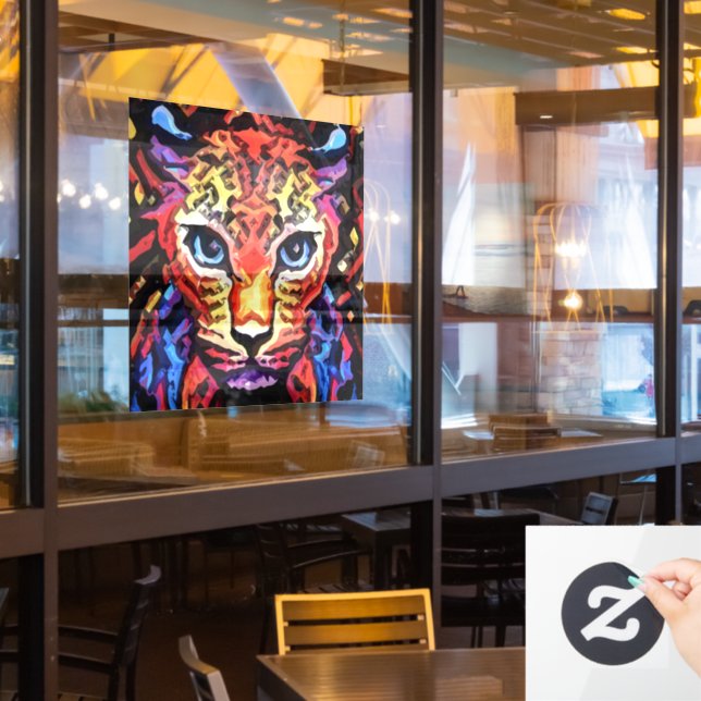 Dieser farbenfrohe Leopard-Look  Fensteraufkleber (Restaurantfenster)