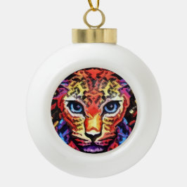 Dieser farbenfrohe Leopard-Look Keramik Kugel-Ornament