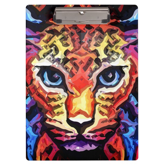 Dieser farbenfrohe Leopard-Look  Klemmbrett (Vorderseite)
