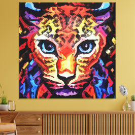 Dieser farbenfrohe Leopard-Look Leinwanddruck