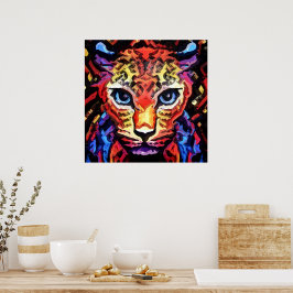Dieser farbenfrohe Leopard-Look Poster