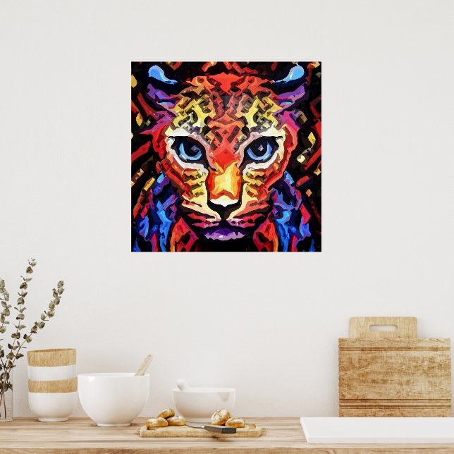 Dieser farbenfrohe Leopard-Look  Poster (Küche)
