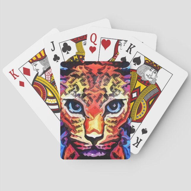 Dieser farbenfrohe Leopard-Look  Spielkarten (Rückseite)