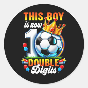 Dieser Junge jetzt 10 Doppelziffern Fußball 10 Jah Runder Aufkleber
