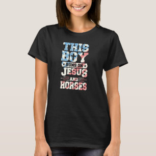 Dieser Junge läuft auf Jesus und Pferden T-Shirt