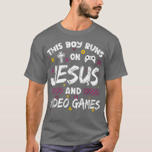 Dieser Junge läuft auf Jesus und Videospielen Gami T-Shirt