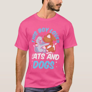 Dieser Junge Lieben Katzen und Hunde Katze Hund Lo T-Shirt