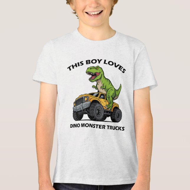 Dieser Junge Lieben Monster Trucks - Dinosaurier M Tri-Blend Shirt (Vorderseite)