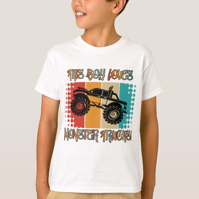 Dieser Junge Lieben Monster Trucks T-Shirt (Vorderseite)
