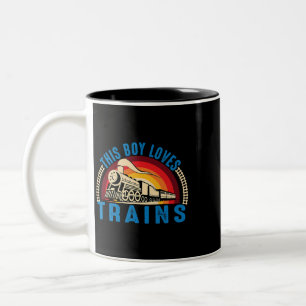 Dieser Junge Lieben trainiert Eisenbahn-Lokomotive Zweifarbige Tasse