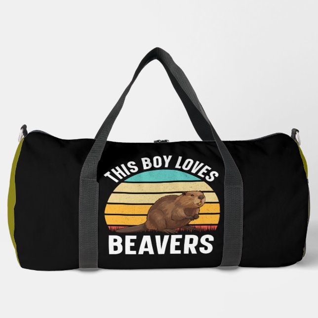 Dieser Junge liebt Biber  Duffle Bag (Vorderseite)