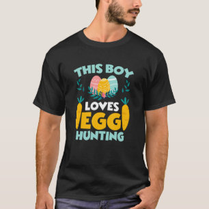 Dieser Junge liebt Eierjagd-Hasen-Ostern-Ei-Froh  T-Shirt