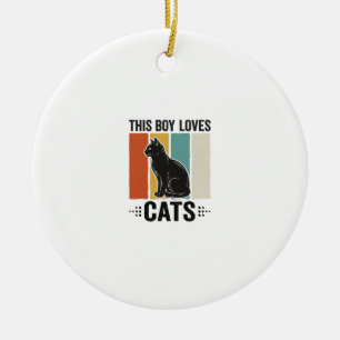 Dieser Junge liebt Katzen Retro Katzenliebhaber De Keramik Ornament