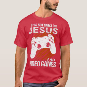 Dieser Junge rennt auf Jesus und Videospielen Chri T-Shirt