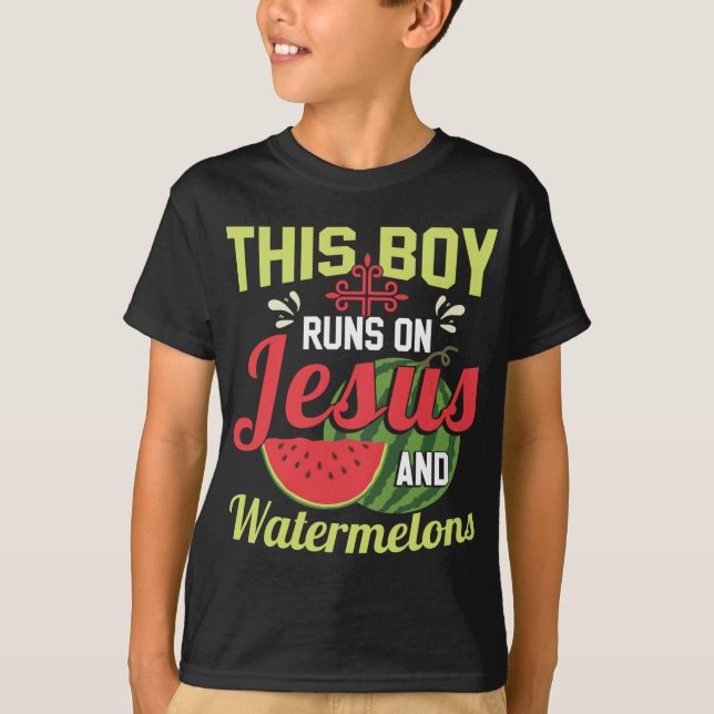 Dieser Junge spielt auf Jesus und Wassermelonen T-Shirt (Vorderseite)