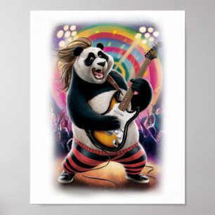Dieser lustige Panda hat Spaß daran, Rock auf eine Poster