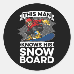 Dieser Mann kennt sein Snowboard - Snowboarden Sno Runder Aufkleber