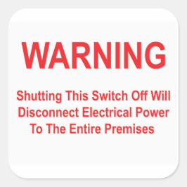 Dieser Switch trennt den elektrischen Power. Quadratischer Aufkleber