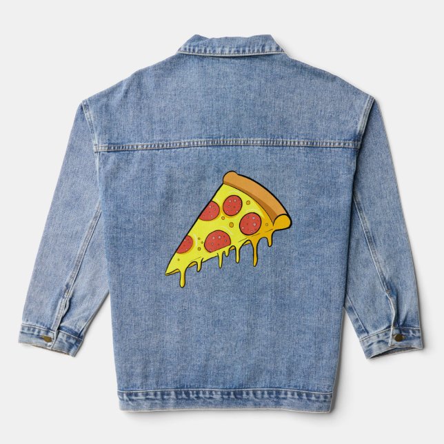 Dieser Typ läuft auf Pizza Pepperoni Jeansjacke (Rückseite)
