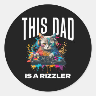 Dieser Vater hat Rizz Cool Dj Cat Rizzler Dad Vate Runder Aufkleber