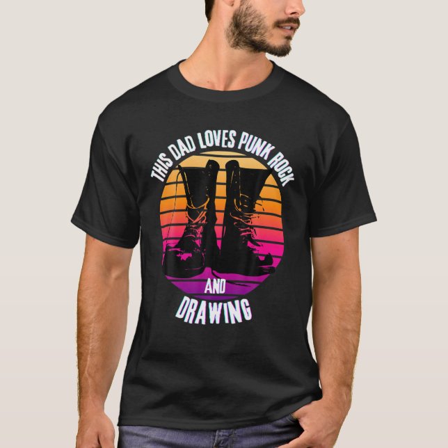 Dieser Vater Lieben Punk Rock und Zeichnend, Kampf T-Shirt (Vorderseite)