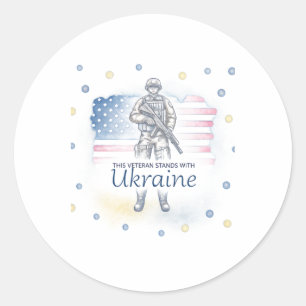 Dieser Veteran steht hinter der Ukraine Unterstütz Runder Aufkleber
