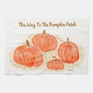 Dieser Weg zu den Pumpkin Patch Wasserfarbe Pumpki Geschirrtuch